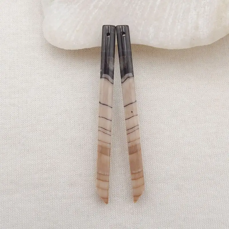 

Semiprecious Natural Jewelry Wood Stone Earring Bead Accessories For Women 56x4x4mm 4g