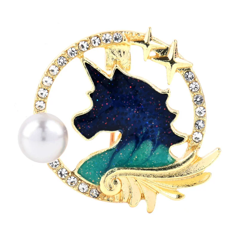 Звездное небо серии брошь в виде единорога фантазия синяя Вселенная звездное