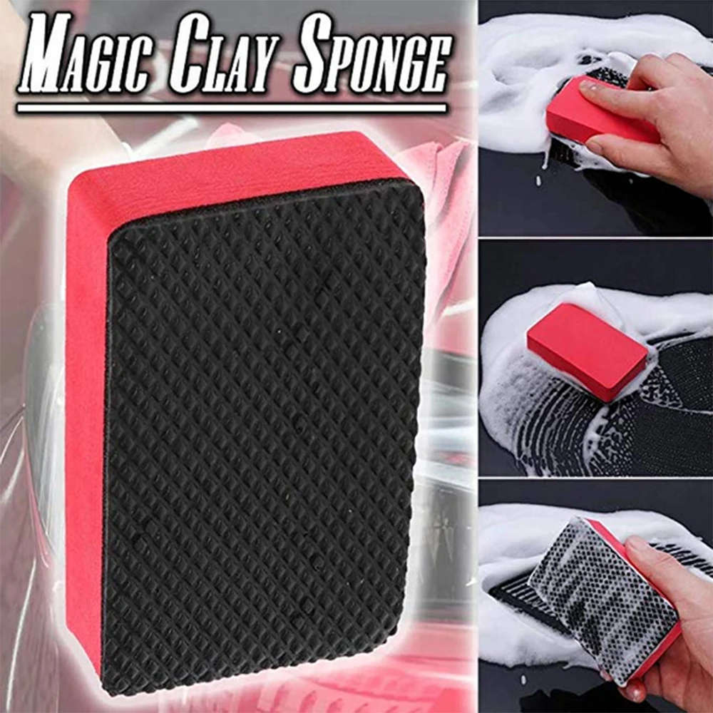 

Car Cleaning Clay Car Wash Mud Cleaning Sponge Magic Car Cleaning Clay Bar Car Detail Cleaning Care Washing Tool Red