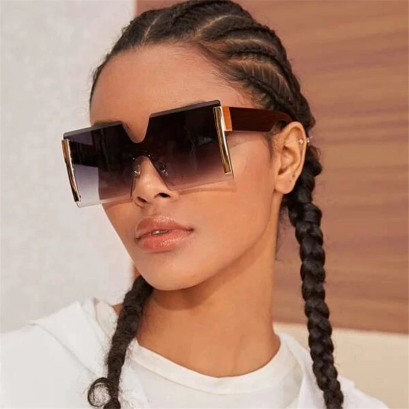 Hot Selling Cheapest Price Fashion Design Oversized Square Frame Rimless Grandient HD UV 400 Lens Sunglasses Sun Glasses Shades |