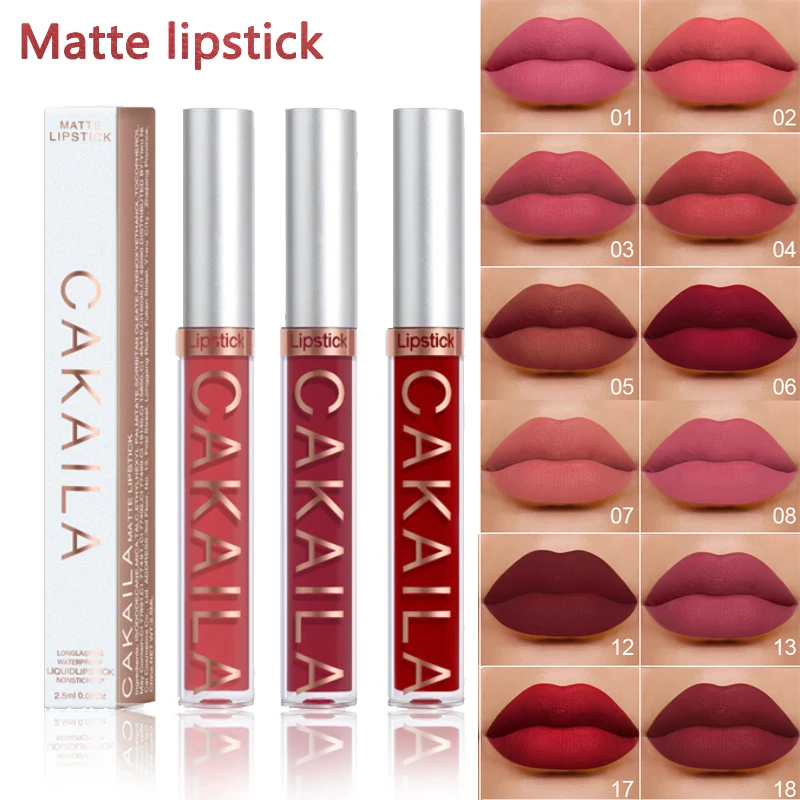 

18 Colors Matte Lipgloss Wholesale Cheap Liquid Lipstick Makeup Lip Color Batom Long Lasting Sexy Red Pink Nude Lip Gloss Bulk