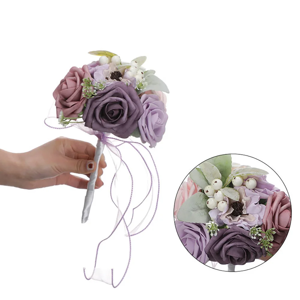 

Artificial Flower Roses Bouquet Bride Hand Holding Flowers Beautiful Silk Gift Wedding Table Decoration