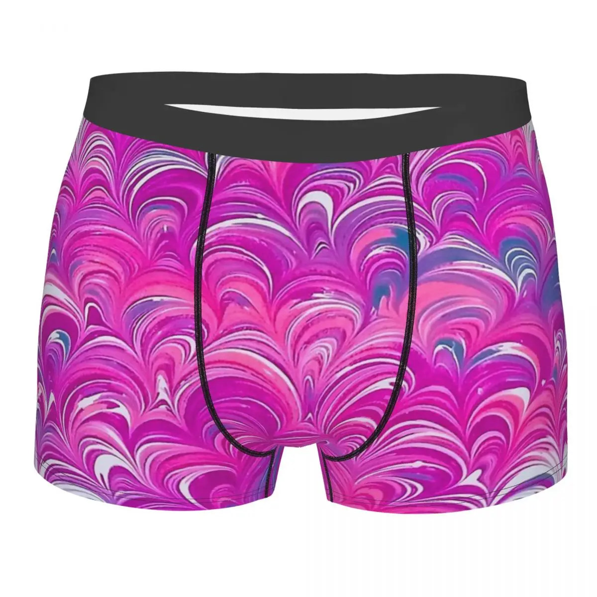 

Blue And Purple Peacock Marbling Marbled Marble Pattern Underpants Breathbale Panties Men's Underwear Print Shorts Boxer Briefs