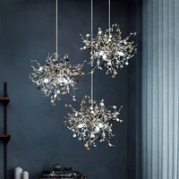 modern iron pendant lights spark ball goldchrome body dandelion restaurant living room bar personality lamp