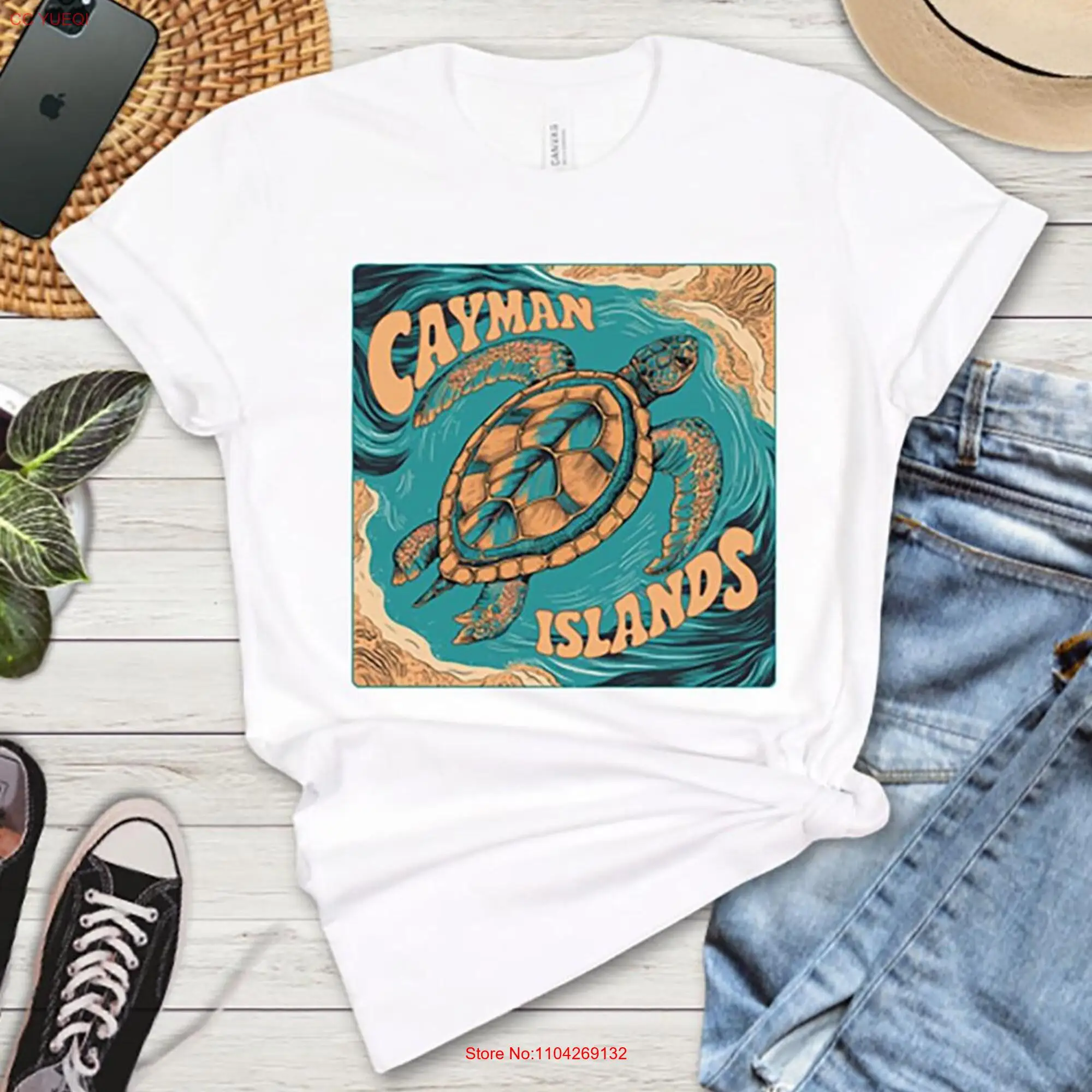 Футболка Cayman Islands Turtle в винтажном стиле для любителей морского пляжа Ocean Vibes с