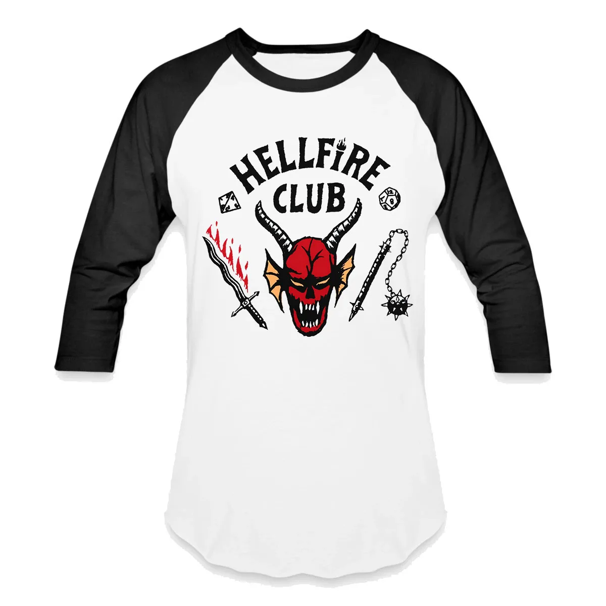 

Eddie Munson Season 4 Hellfire Club T-shirt Unisex Customization Unique With Any Print Three-quarter Sleeve Tee Shirts