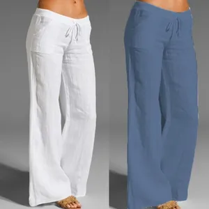 2022 Pants New Women Loose High Waist Cotton Linen Harem Pants Solid Women Summer Autumn Fashion Casual Pants Female Gympants