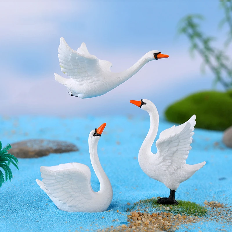 

Mini Goose Swan Figurine Model Statue Micro Landscape Ornament Fairy Miniature Figurine Decor Animal DIY Home Decoration Crafts