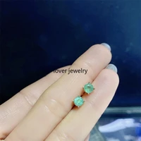 yulem round 4mm natural emerald gem stone earrings for women silver 925 jewelry simple design