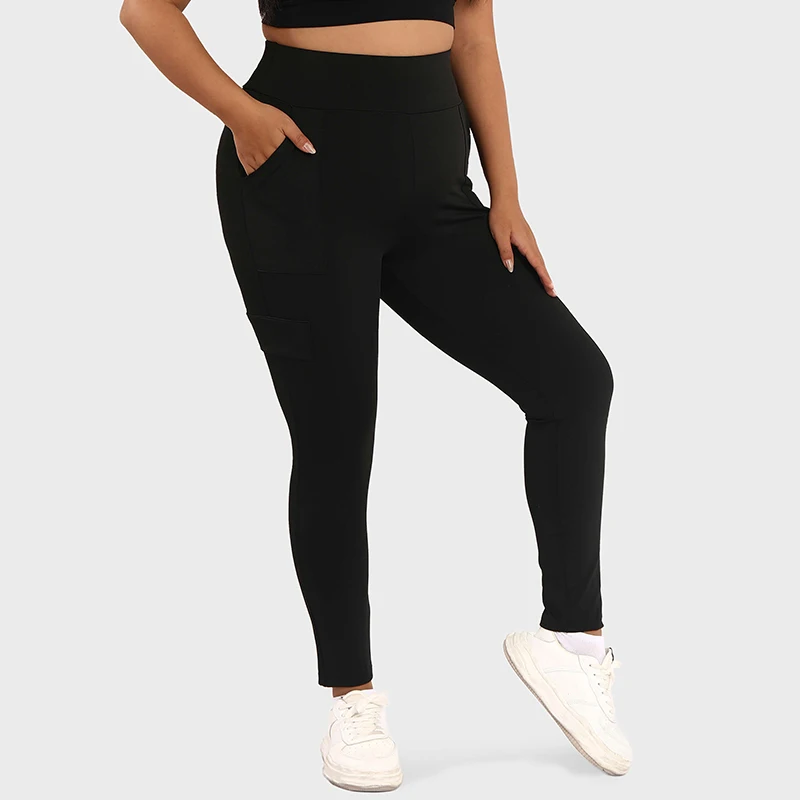

LUOYIYANG Plus Size Women's Leggings Push Up Sports Pocket Yoga Pants Gym Fitness Workout Black Clothing 2023 L-4XL