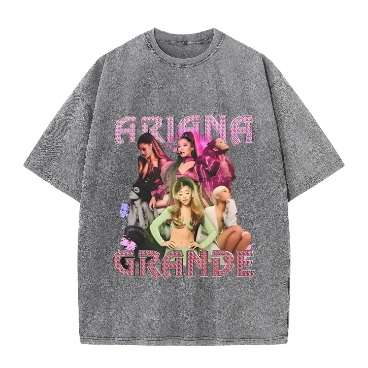 Футболка с эффектом потертости Ariana Grande в стиле хип-хоп ретро, уличная одежда, летние топы с коротким рукавом, футболки для мужчин и женщин (art.: 3920dbbc60dc5) - 3920dbbc60dc5