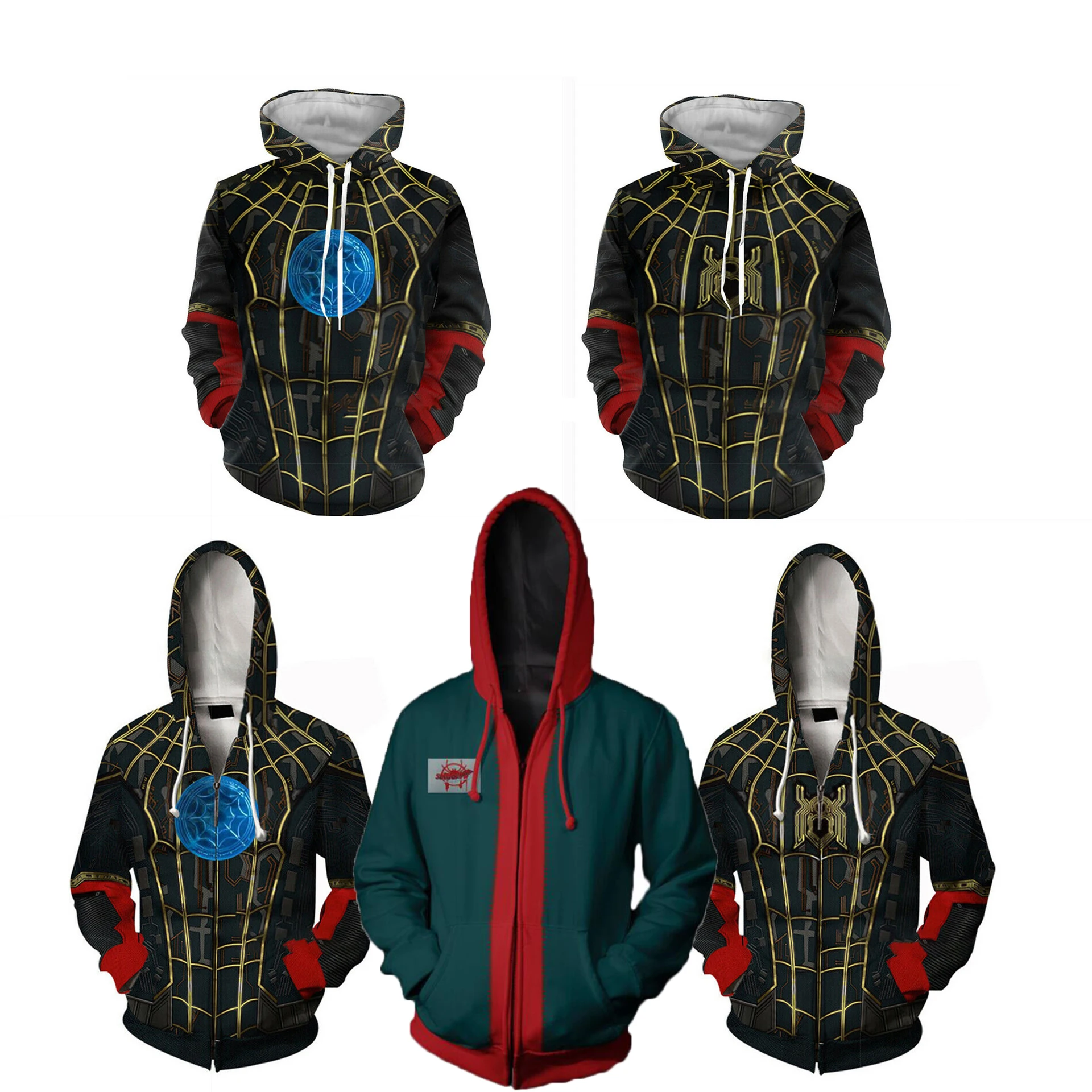 Superhero Weit Von Zu Hause Cosplay Kostüme Männlichen Hoodies Sweatshirts Hut Jacken Spinne Männer Peter Parker Street Zipper Anzug