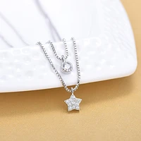 new light luxury double layer pentagram necklace womens japanese and korean flash diamond star pendant collarbone chain