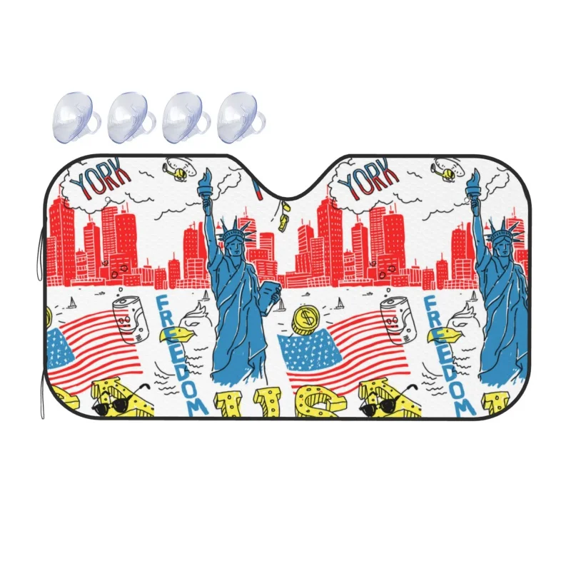 

Sketch America New York Car Windshield Sun Shade Cover Front Water Sunlight Snow Cover Universal