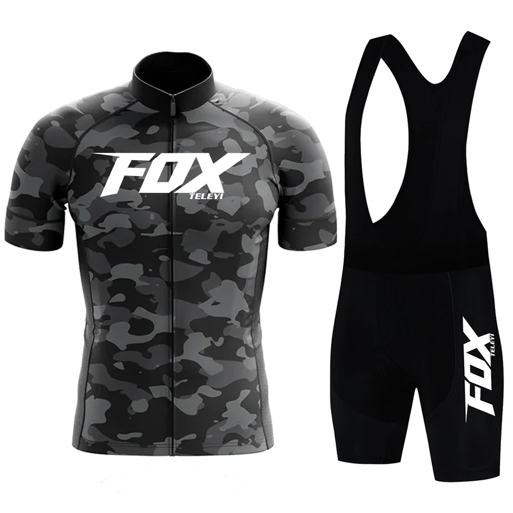 

Cycling Jersey fox teleyi Sets Summer Short Sleeve Breathable Men's MTB Bike Cycling Clothing Maillot Ropa Ciclismo Uniform Suit