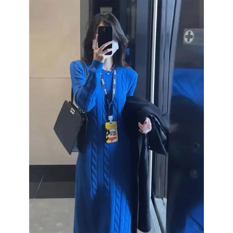 Синее платье-свитер Klein High Sense Royal Sister Super Nice Красивая внутренняя одежда