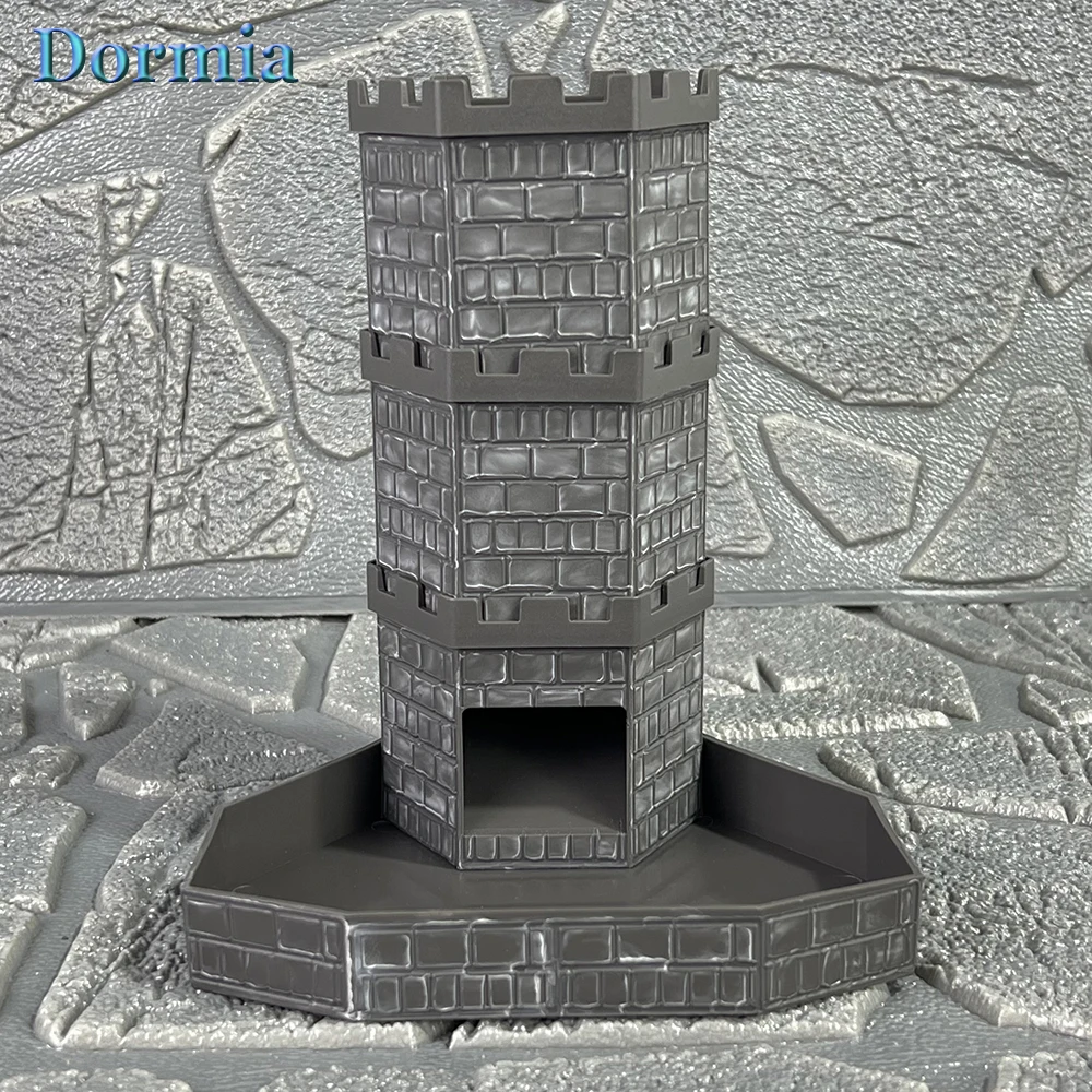 

Portable Collapsible Bricks Castle Dice Tower with Tray Easy Dice Roller Box for DIY Board Game Accsssories Tool RPG TRPG