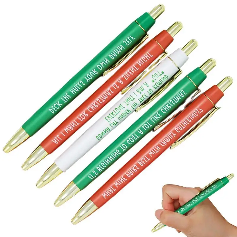 

Рождественские шариковые ручки, 5 шт., шариковые ручки для рождественской тематики, ручка с гелевыми чернилами, Рождественская ручка, веселые ручки для детей, офисные и школьные принадлежности