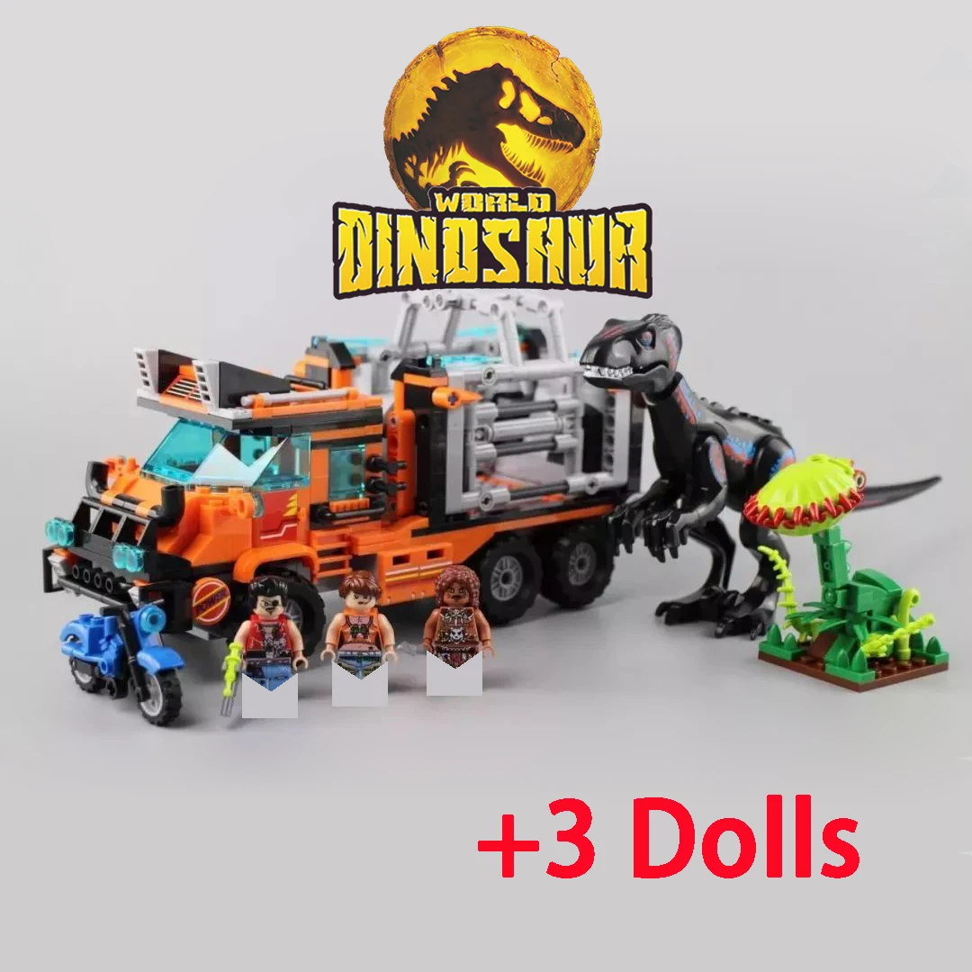 

WL BLOCK 8052 Jurassic Dinosaur Transport Vehicle Piranha Park Building Bricks Diy Educational Toys for Kids Gifts for Children