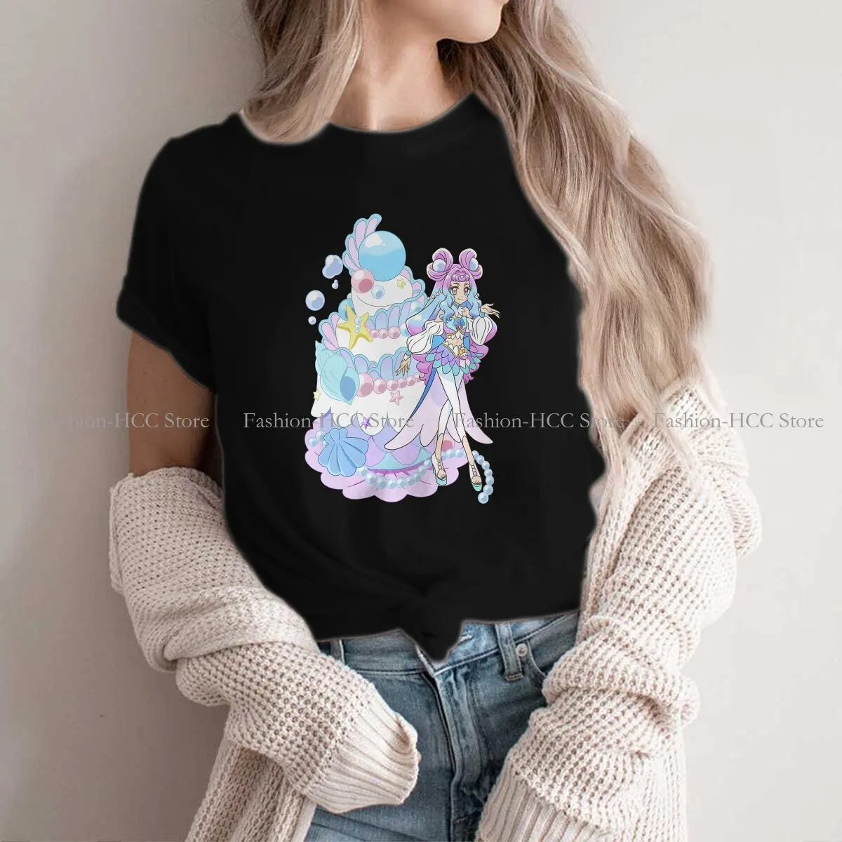 

La Birthday Fashion Polyester TShirts Pretty Cure Precure Anime Women Style Streetwear T Shirt O Neck