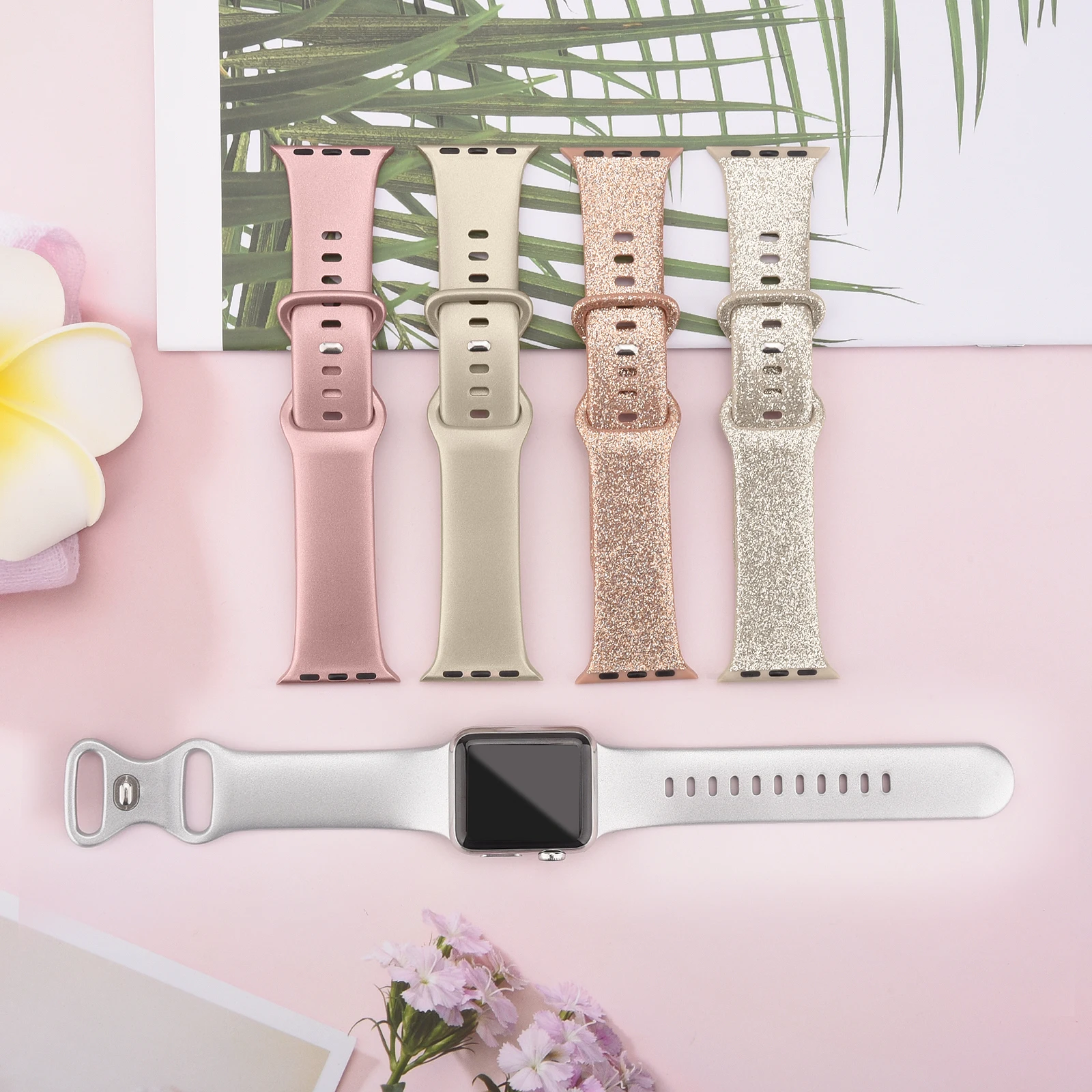 Silicone Bracelet Band for Apple Watch Strap 7 6 5 4 3 SE 42MM 38MM 44MM 40MM Sport Strap for iWatch 41/45MM Smart Watch correa