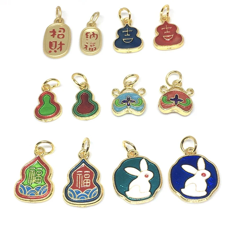 

5 парт/упр. 18K позолоченный кулон Эмалевый Браслет Ожерелье Подвеска Аксессуары Сделай Сам бисер благословение пластина Маленькая подвеска