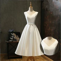white stain prom evening dresses v neck formal elegant party gown a line lace up back vestido de festa