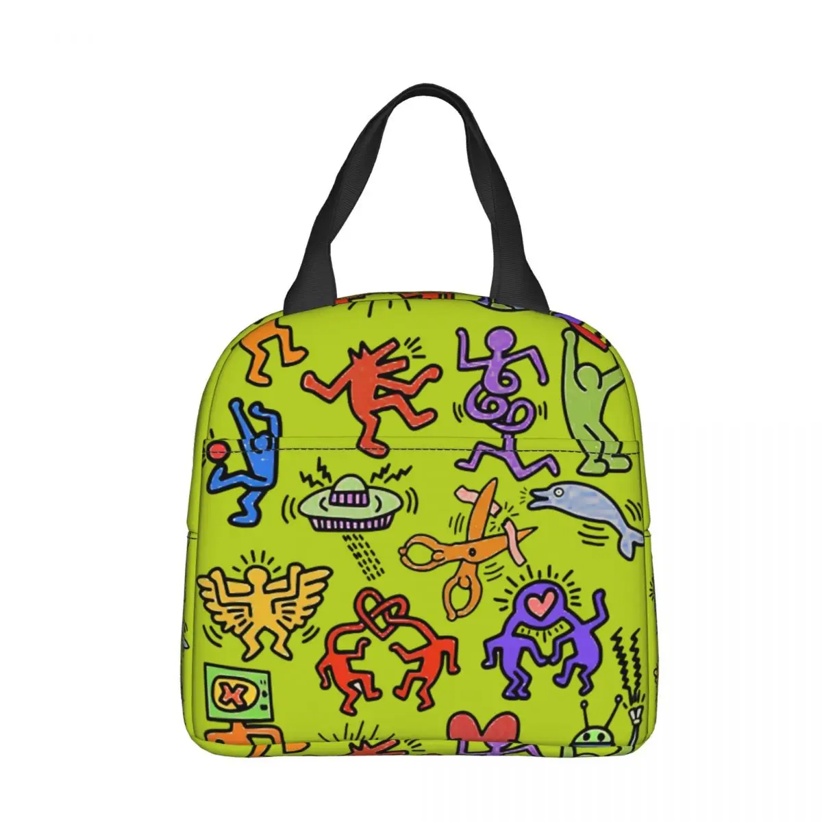 

Изолированная сумка для ланча для музыкальных танцев, женская и детская сумка-холодильник с геометрическим рисунком граффити, термопереносной Ланч-бокс, сумка-тоут для льда