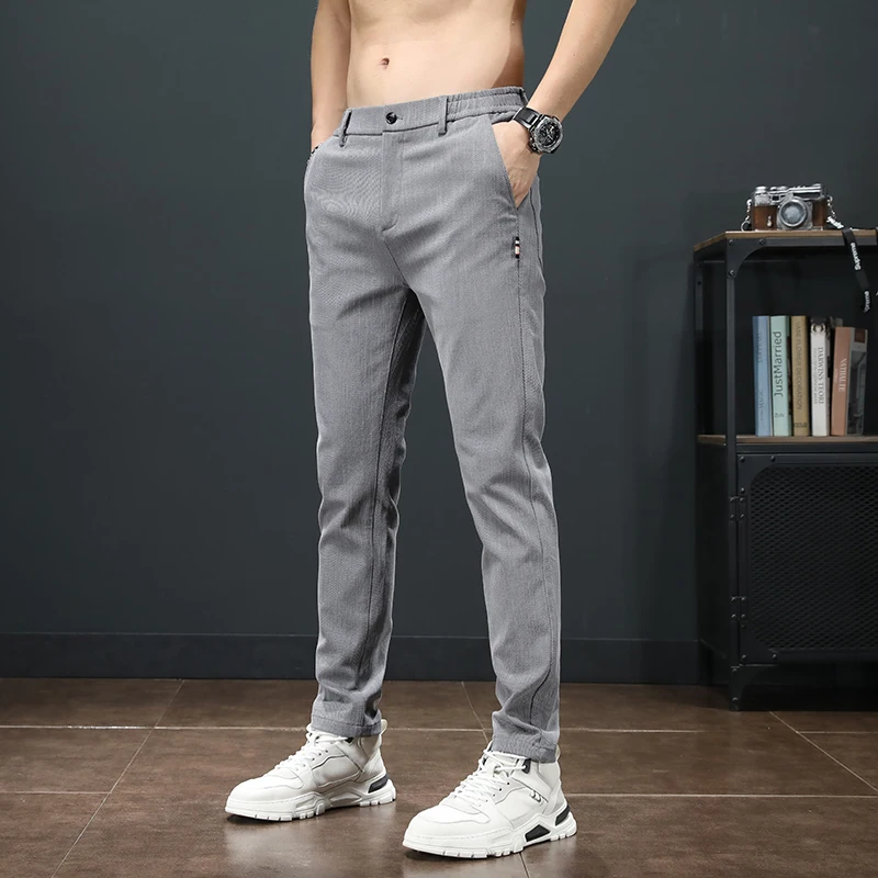 Men's Trousers 2022 Summer New Thin Solid Color Fashion Korean Style Full Length Casual Work Pants Pantalon