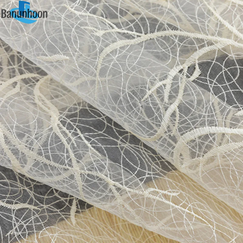 

Новая хаотическая Тюлевая штора с узором под дерево для окна гостиной бежевая вышитая прозрачная марлевая ткань для спальни панель