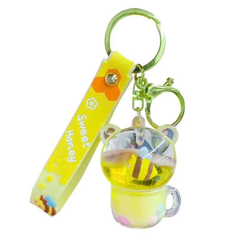 

Hot Promotional Gifts Cute Pvc3d Mini Key Chain Hard Crystal Bee Cute Female Key Chain