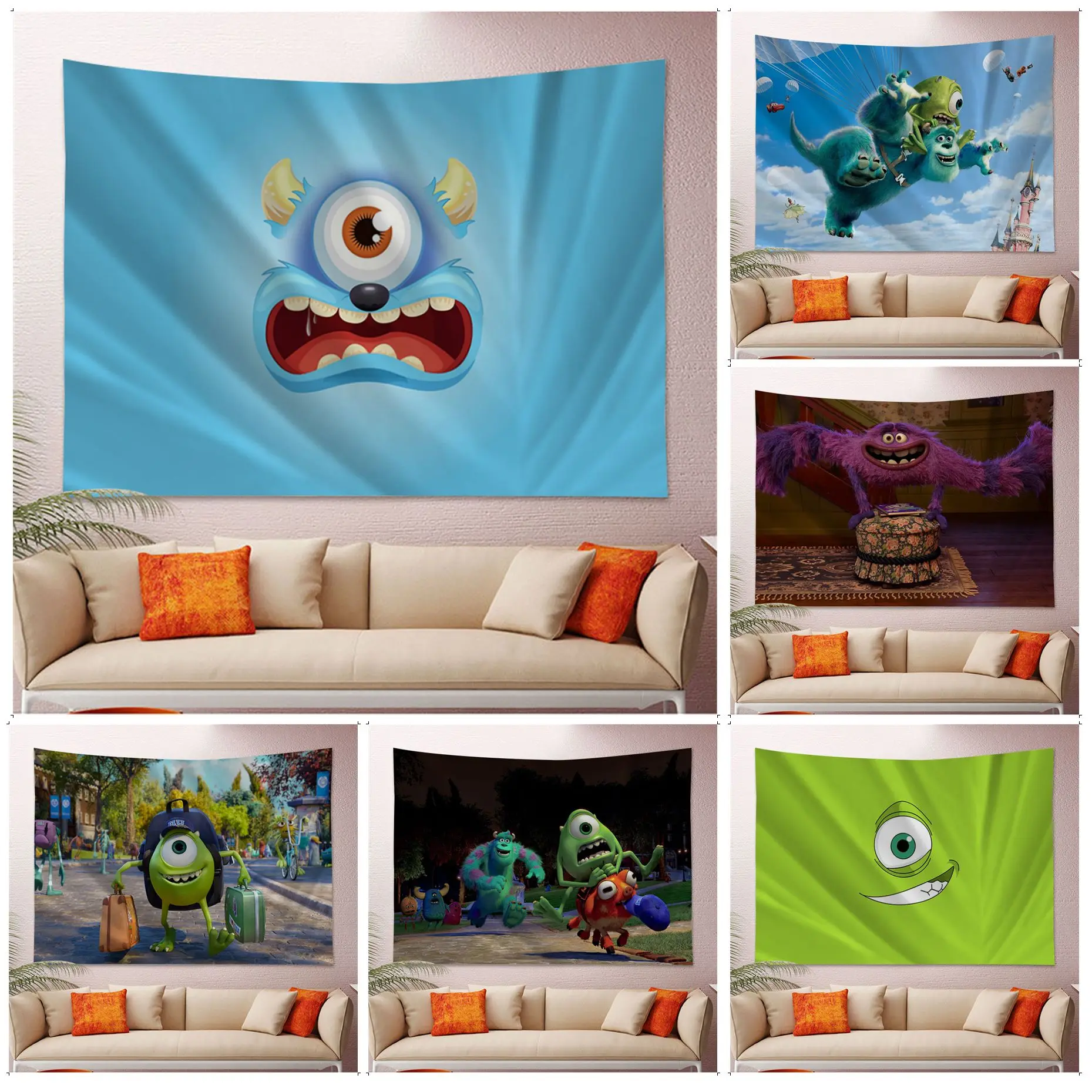

Disney Monsters University Tapestry Art Printing For Living Room Home Dorm Decor Wall Hanging Home Decor