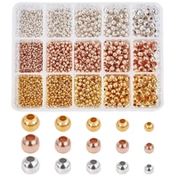 2700pcs smooth seamless spacer round beads brass ball loose beads charm for bracelet jewelry craft making necklace 5 sizes