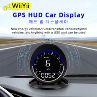 wiiyii g6 gps car mph kmh hud speedometer head up display hybrid vehicles auto speed alarm projector gps for all car