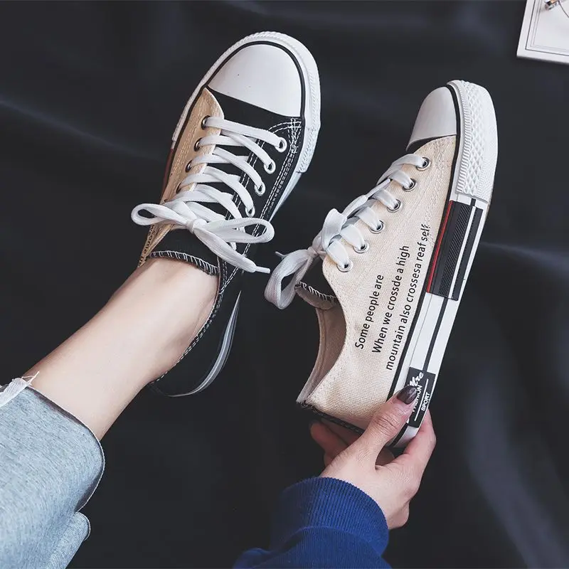 

39-44 Mens Canvas Shoes Male Summer Flat heel Lace-up Letter Print Casual Mandarin Duck Footwear Hw30