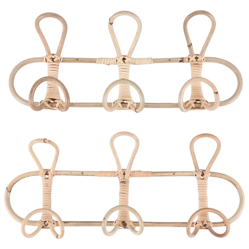 

2Pcs Rattan Wall Hooks Clothes Hat Hanging Hook Crochet Hangers For Home Hotel Dorm Decor Rattan Clothes Organizer