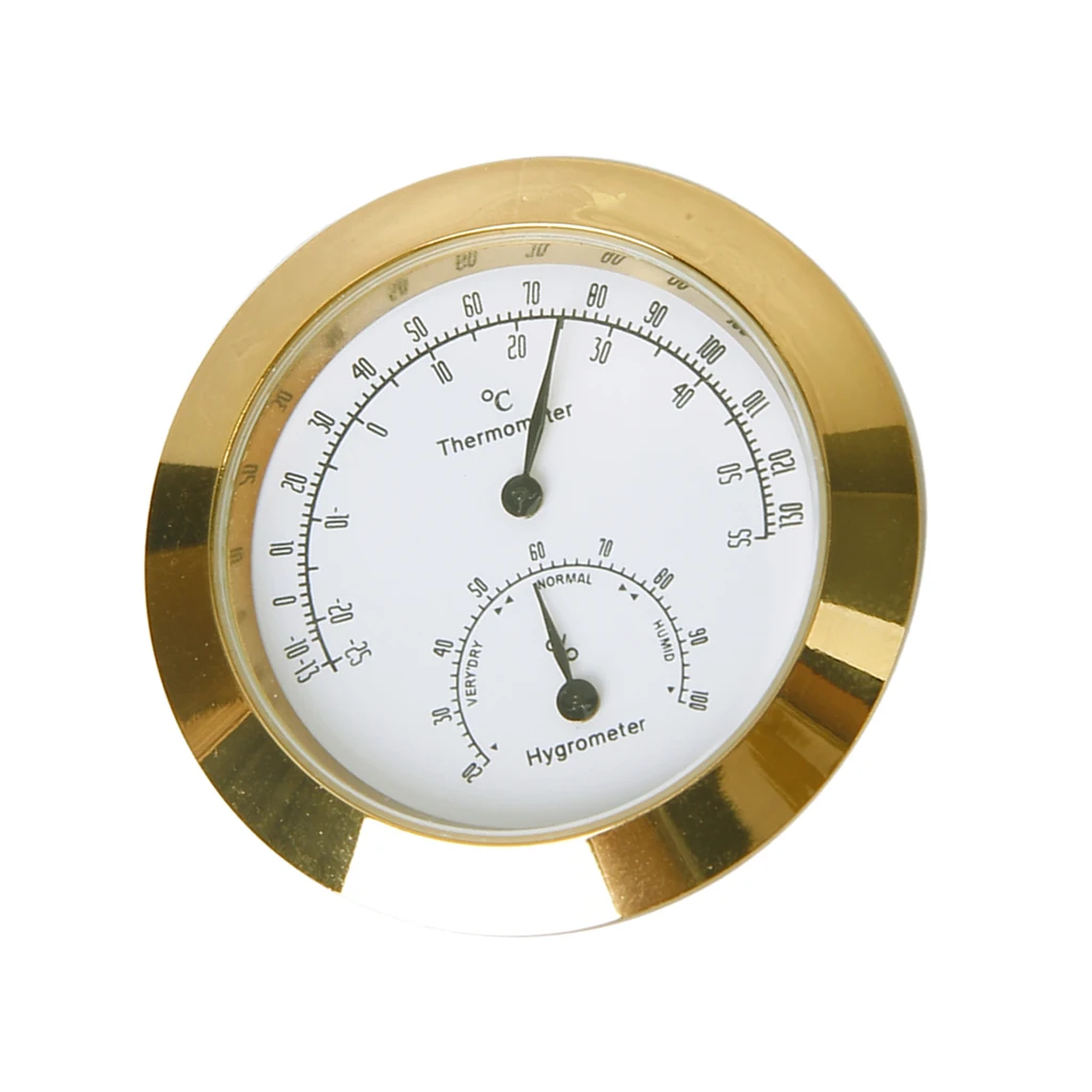 

Golden Alloy Round Thermometer and Hygrometer for Guitar Violin Case