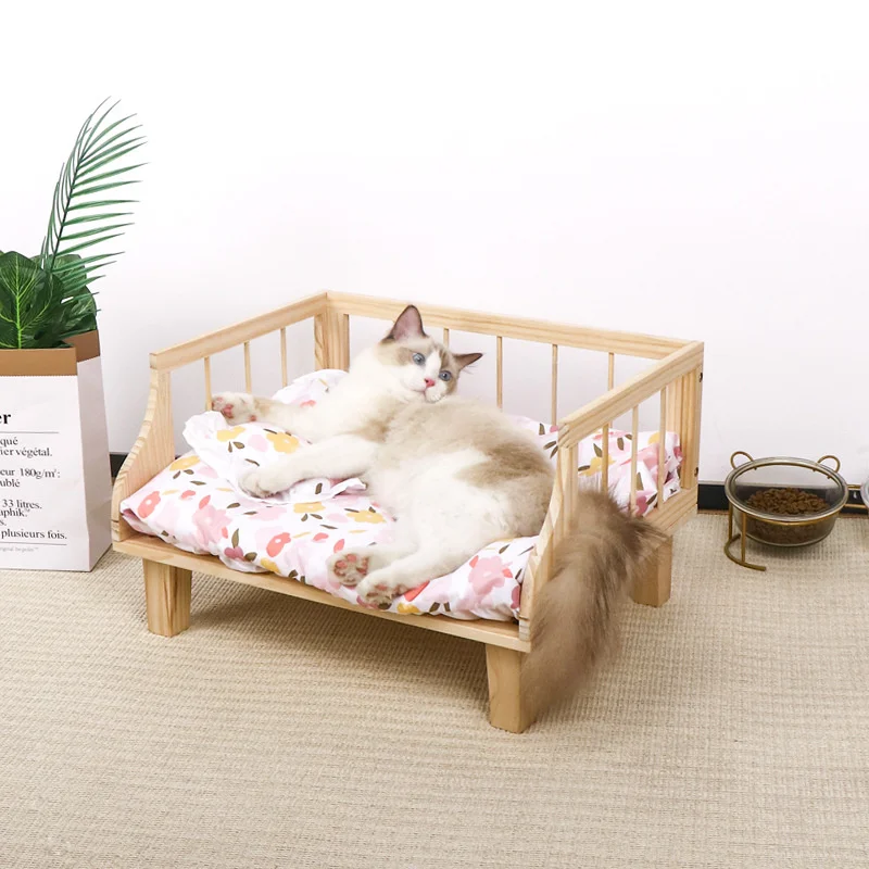 

Cat Bed Nest Teddy Dog Bed Wood Bed For Pet Cats Small Dogs Semi Enclosed Fence To Prevent Falling Cat Bed Deep Sleep Hammock