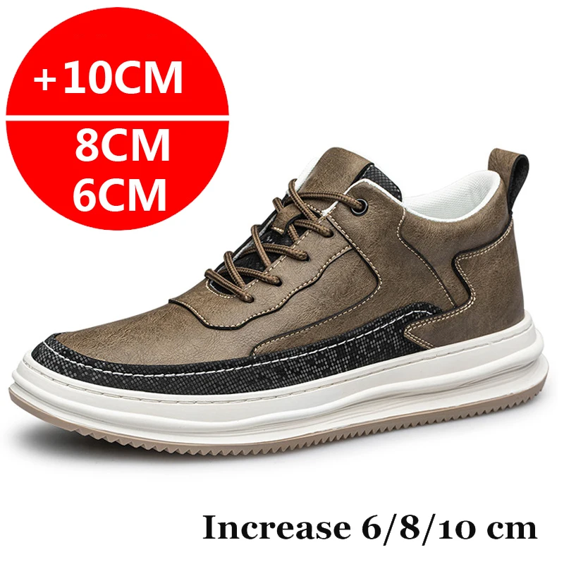 

Men Sneakers Elevator Shoes Breathable Cowhide Casual Sports Shoes 6CM 8CM 10CM Height Increasing Hombre Shoes Sping Autumn