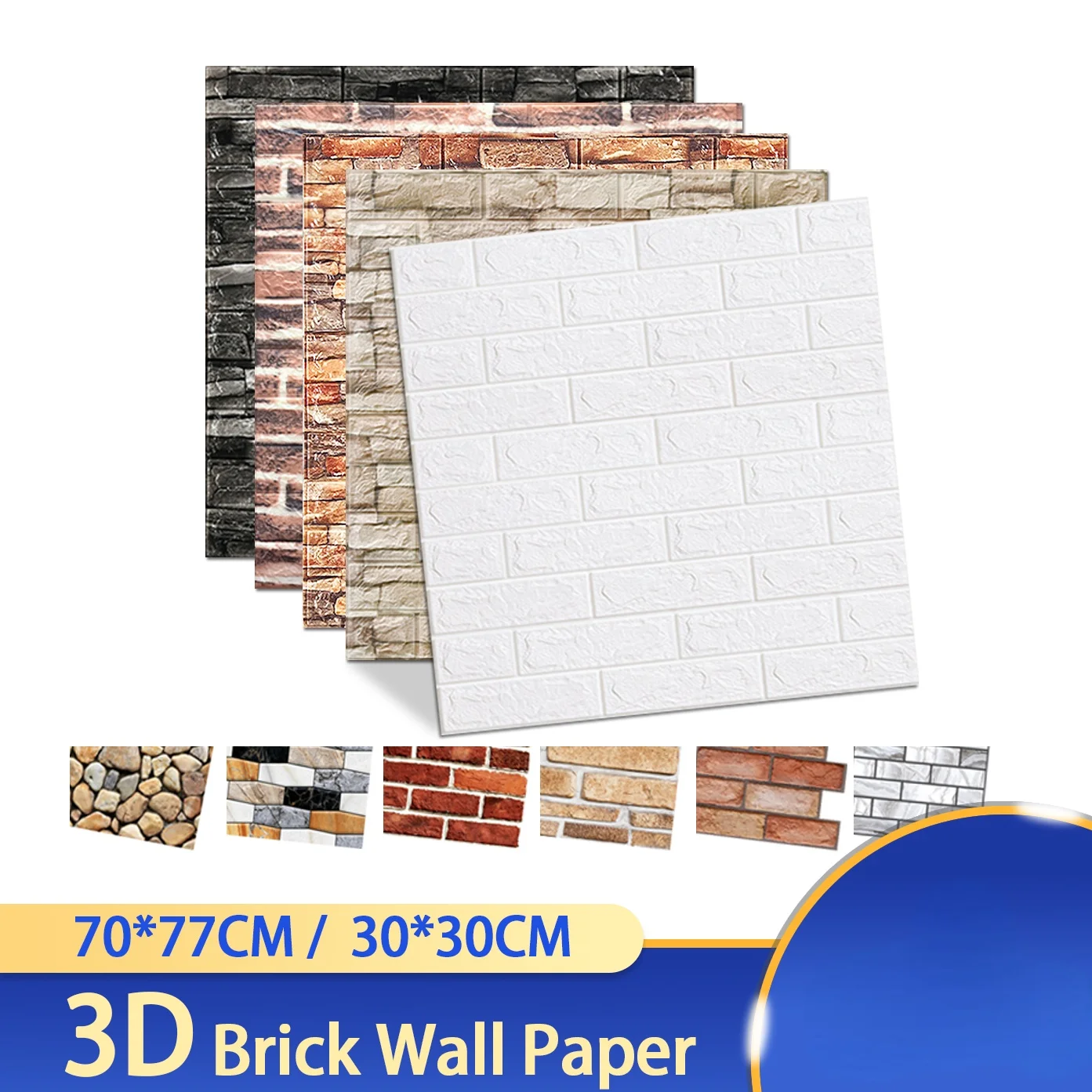 

Thick Marble Tile Pattern 3D Wall Stickers Self-adhesive Wallpaper DIY Kitchen Bathroom Waterproof Sticker Film Home Decoration