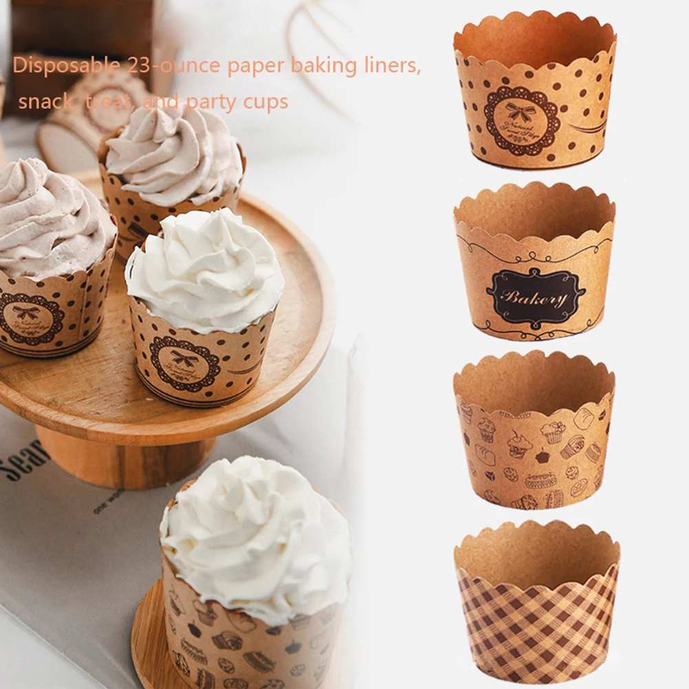 

50Pcs Cupcake Baking Cup Muffin Baking Liner Paper Cup Food-Grade Holder Bakery Party Supplies Wedding Cake Wrapper Direct Sales
