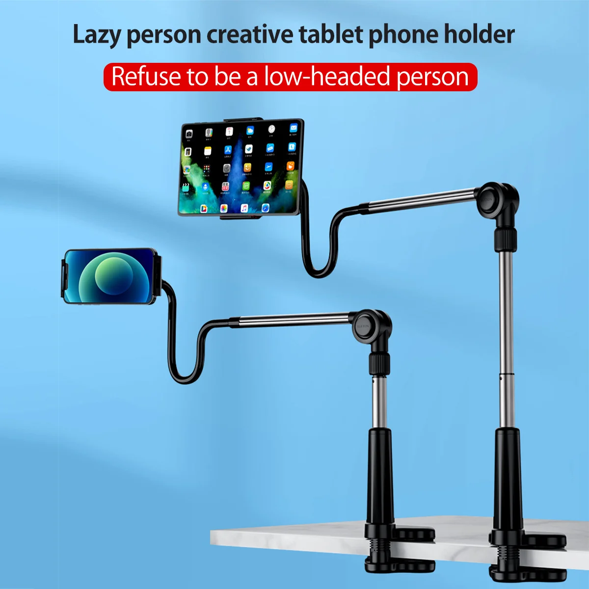 

Adjustable Tablet Mobile Phone Stand Holder Bracket, Free Rotating For Desktop Bedside For Apple Android