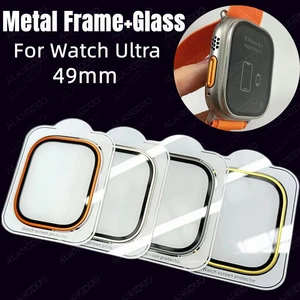 Металлическая рамка + стекло для Apple Watch Ultra 49 мм, Защитная пленка для экрана на Apple iWatch Ultra 49 мм