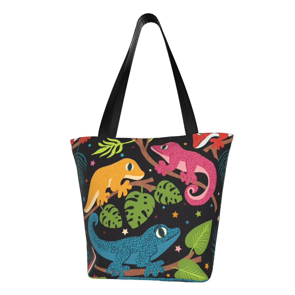 

Сумка-шоппер Geckos с листьями, сумки для покупок с животными Падуба, женская уличная Сумка-тоут из полиэстера, сумочки с забавным принтом
