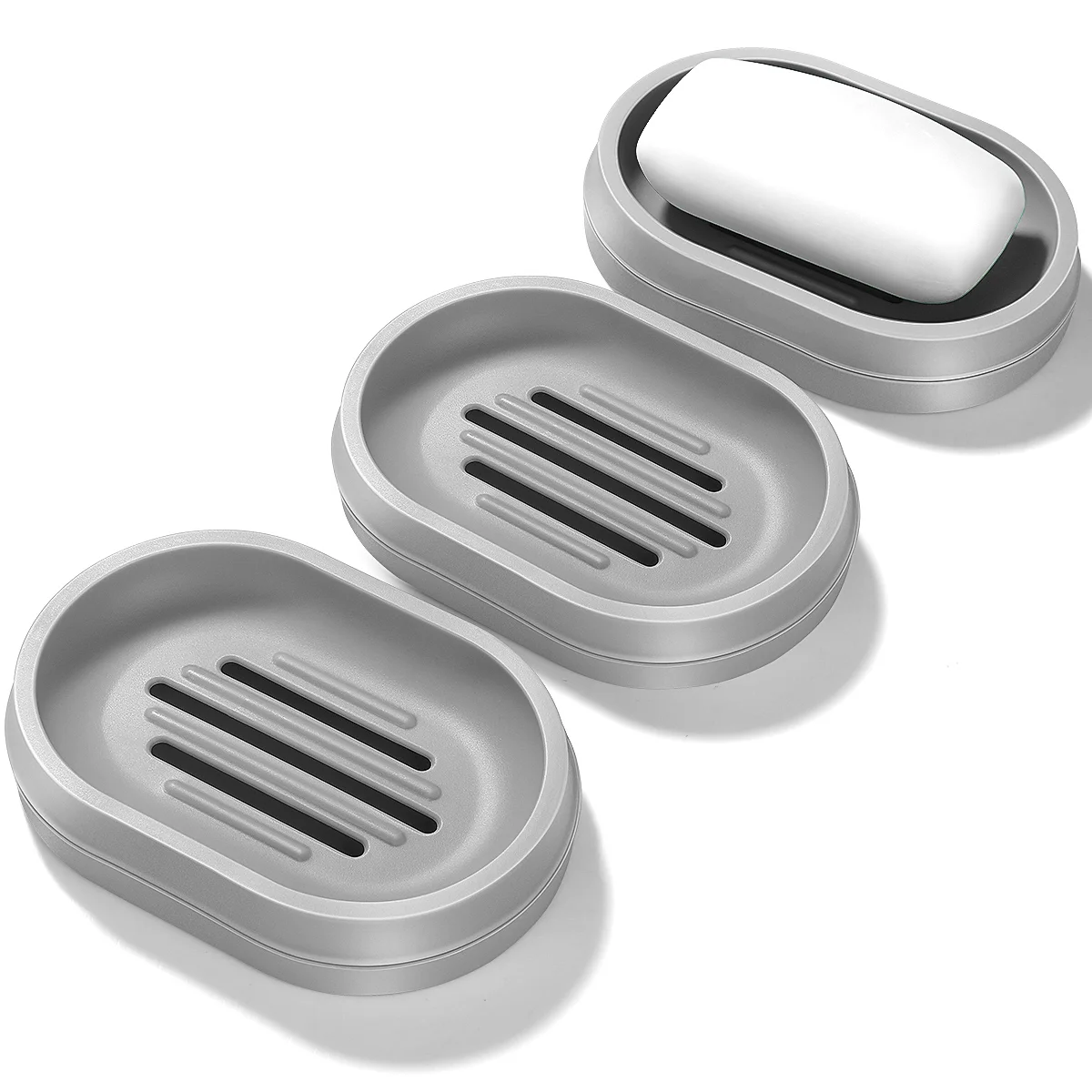 

3pcs Holder Lightweight Portable Saver Easy Cleaning Dish with Drain Box for Bathroom Home