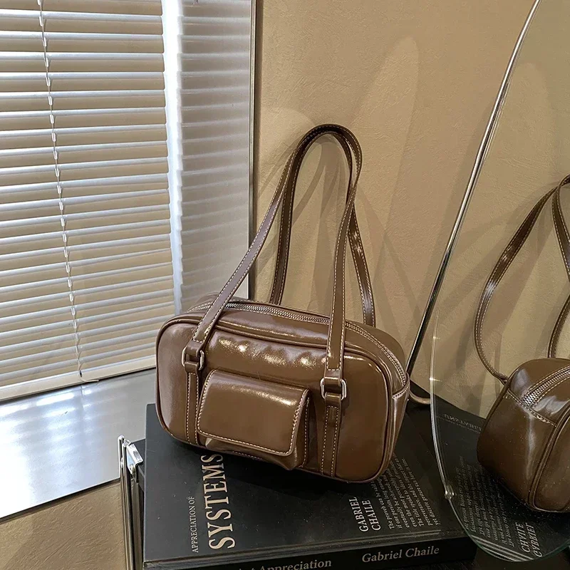 Универсальные повседневные сумки на плечо молнии женские из искусственной кожи