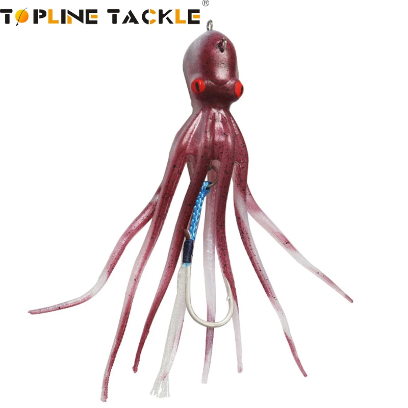 

Fishing Lure Sea Bait 60g TPE Octopus Squid Soft Wobbler Jig UV Luminous Slow Trolling Slow Pitch Jigging Bait With Assist Hooks
