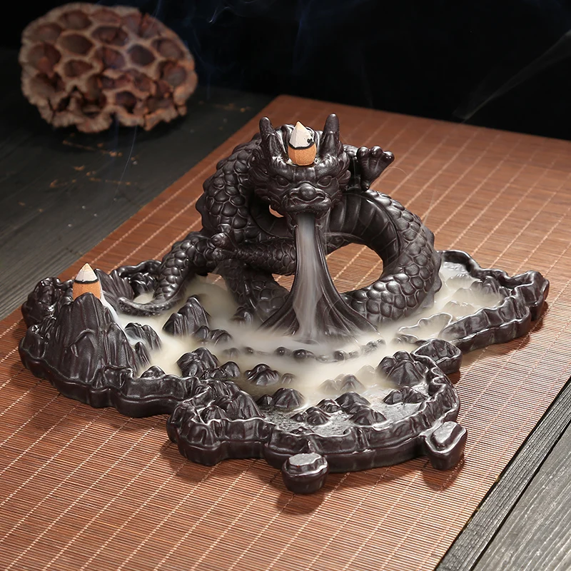 

Dragon Incense Burner Waterfall Backflow High Quality Incense Burner Ceramics High Quality Somking Porta Incienso House Ornament