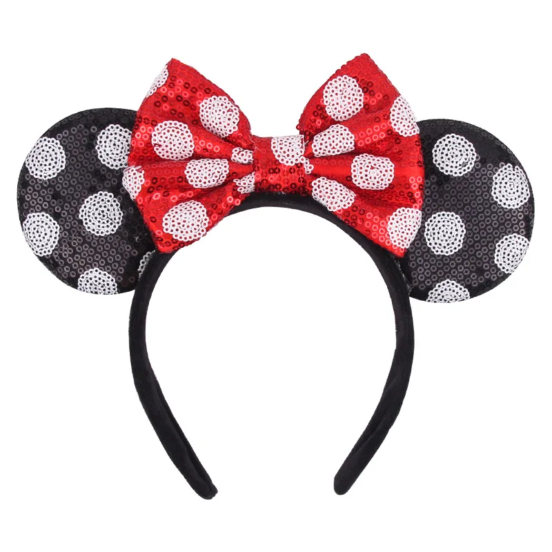 Hot Sweet Love Hair Big Bow Headband Sequin Mouse Ears Hairband For Girls DIY Party Hair Accessories Gift Femme Party Hairwear