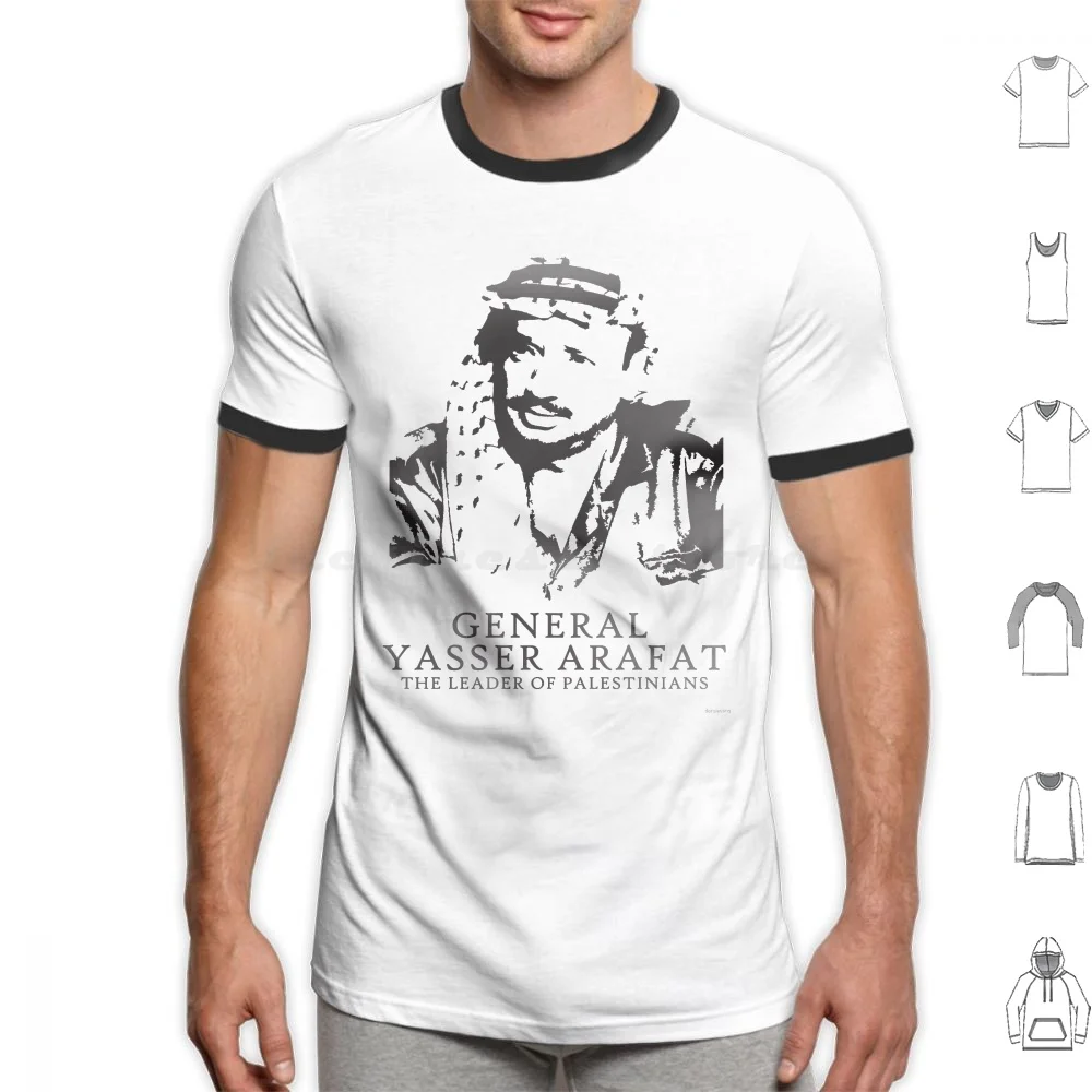 Yasser Arafat And Stickers T Shirt 6Xl Cotton Cool Tee Yasser Arafat General Leader Palestine Yaser Arfat Yasir Yassir